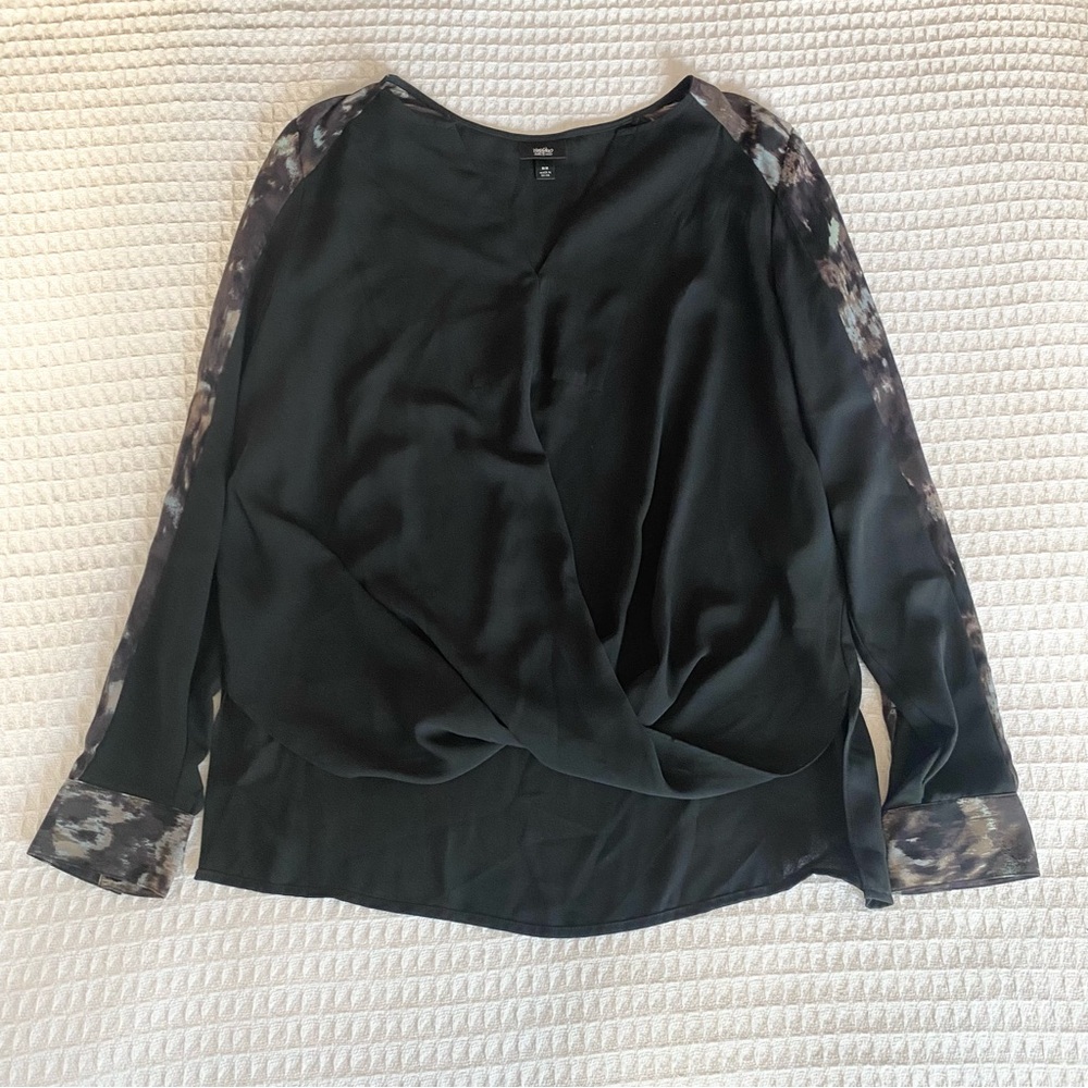 Mossimo Black Blouse with Patterned Sleeves size medium